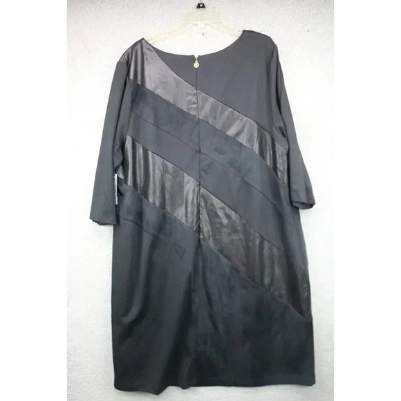 Catherine's Women's Black Dress-Sz. 2X-Faux Leather/Suede-New w/Tags-Back Zip - Picture 8 of 10